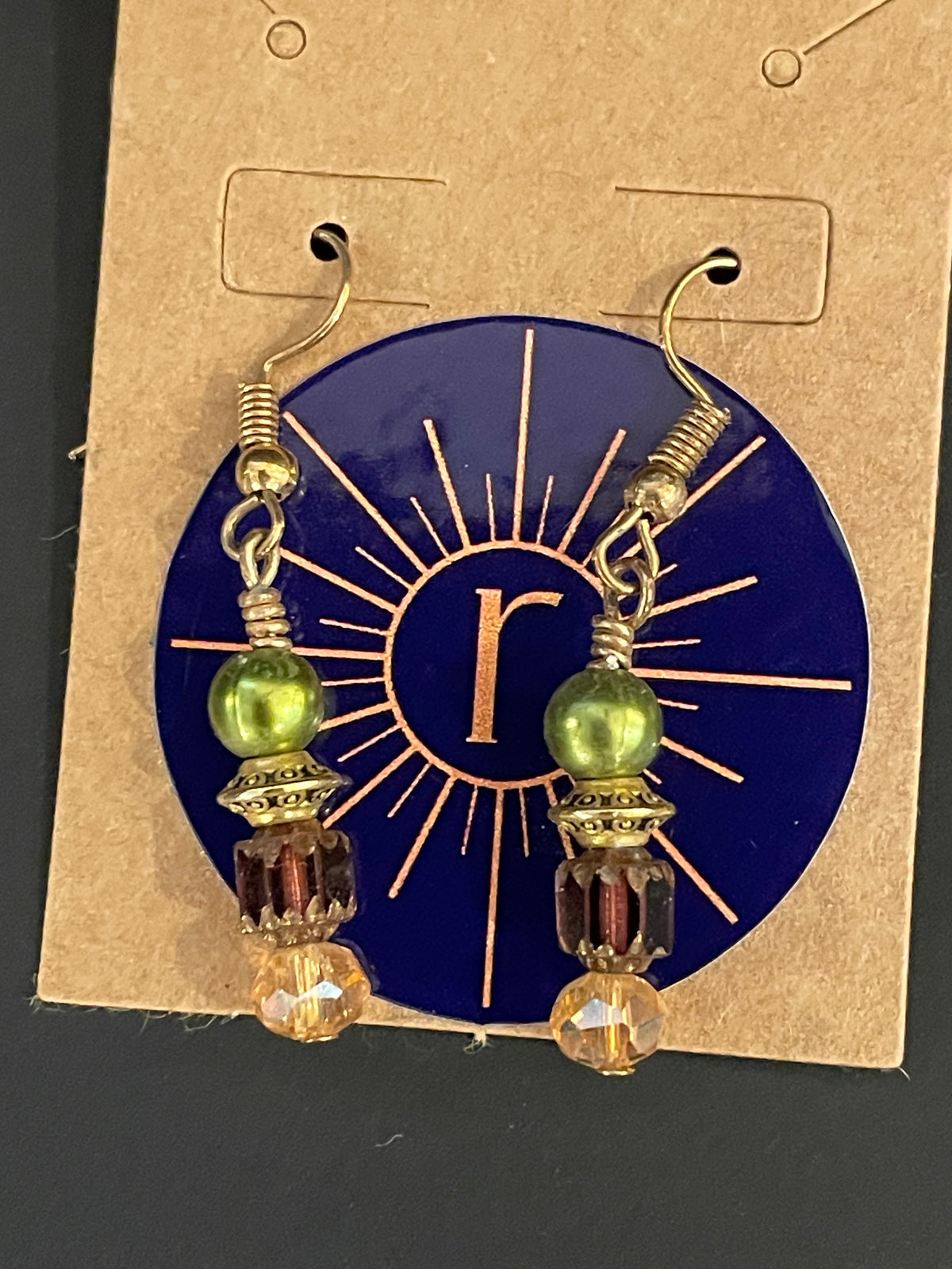 Green Brown Dangle Earring