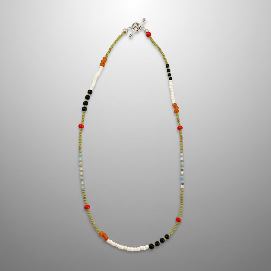 Longer Beaded Necklace in Earth Tones