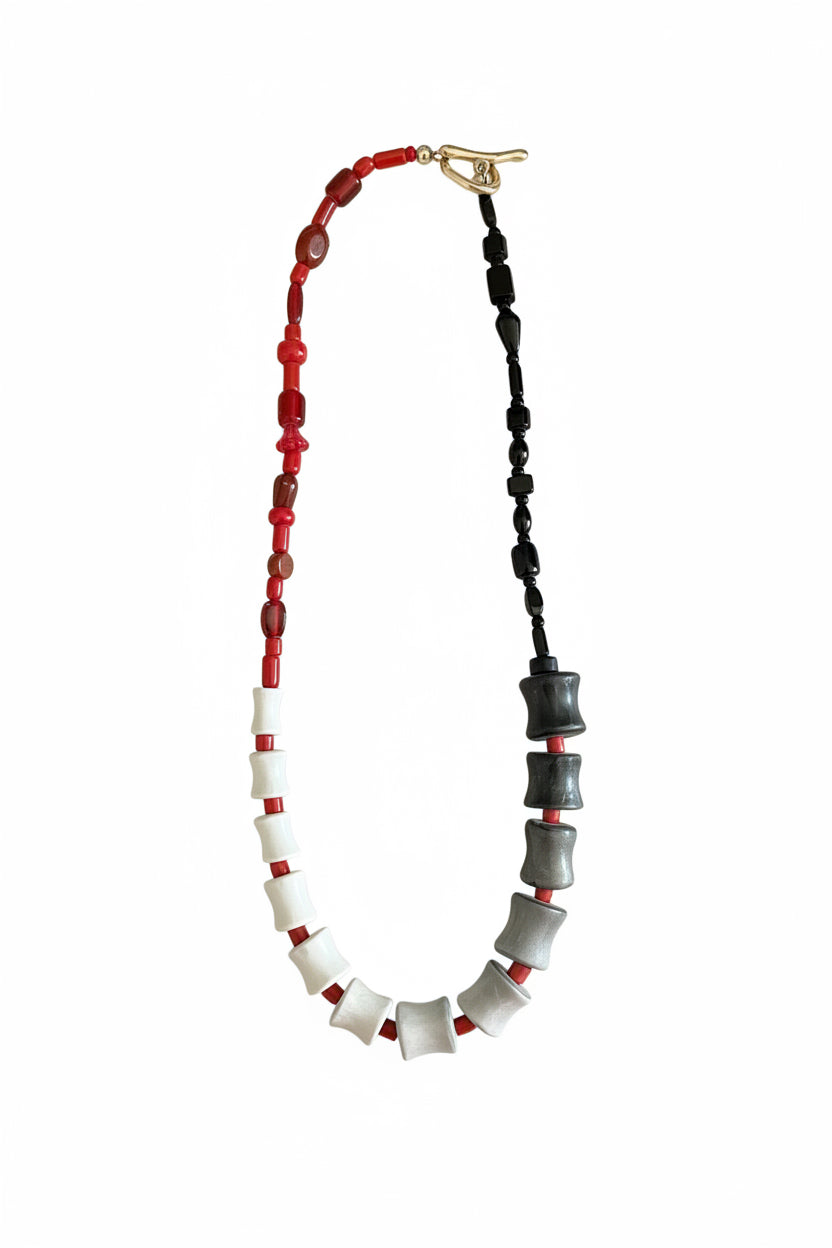 Red, Black and White Structured Ombré Necklace