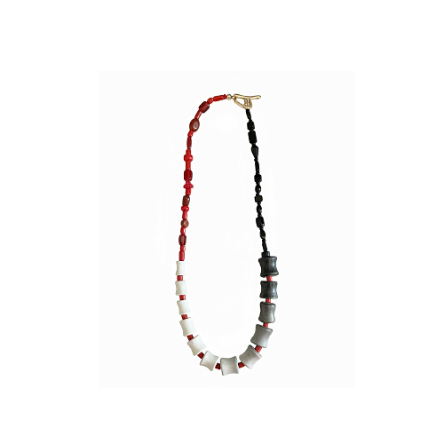 Red, Black and White Structured Ombré Necklace