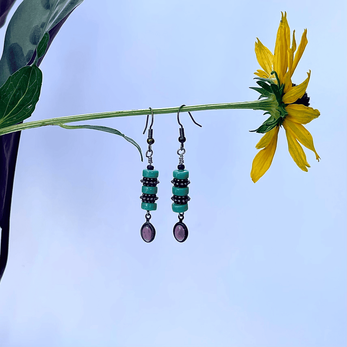 Teal Dangle Earrings