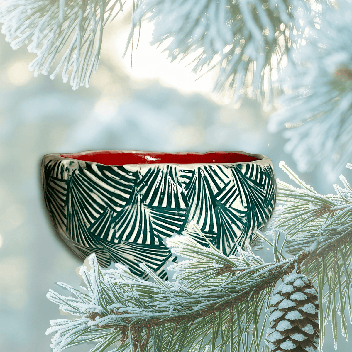 Porcelain Pine Tree Pinch Bowl